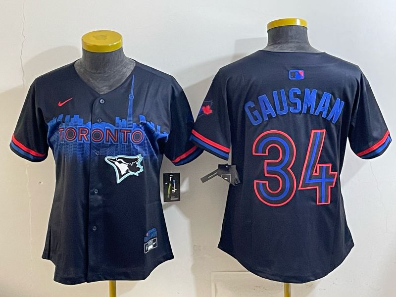 Women 2025 Nike Toronto Blue Jays #34 Gausman Blue Game MLB Jersey 02